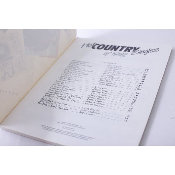 Hot Country Singles of 1992, Volume 1, Piano, Vocal, Chords, Sheet Music, - Picture 2 of 2